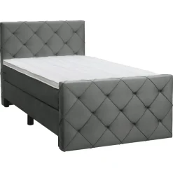 Leen Bakker Boxspring met voetbord Liv geruit - grijs - 120x200 cm - ronde poot
