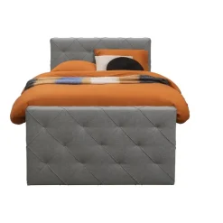 Leen Bakker Boxspring met voetbord Liv geruit - lichtgrijs - 120x200 cm - slanke poot