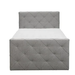 Leen Bakker Boxspring met voetbord Liv geruit - lichtgrijs - 120x200 cm - slanke poot