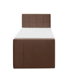 Leen Bakker Boxspring met voetbord Liv geblokt - bruin - 90x200 cm - vierkante poot