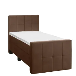 Leen Bakker Boxspring met voetbord Liv geblokt - bruin - 90x200 cm - vierkante poot