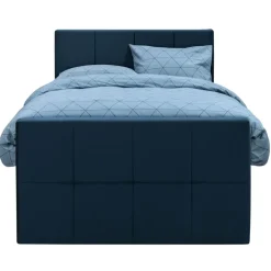 Leen Bakker Boxspring met voetbord Liv geblokt - blauw - 120x200 cm - vierkante poot