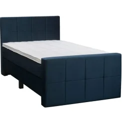 Leen Bakker Boxspring met voetbord Liv geblokt - blauw - 120x200 cm - vierkante poot
