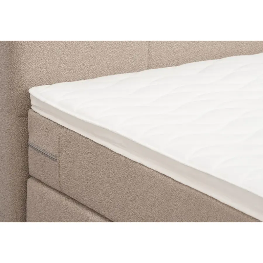 2-Persoons Boxsprings-Leen Bakker Boxspring met voetbord Liv geblokt - beige - 160x200 cm - ronde poot