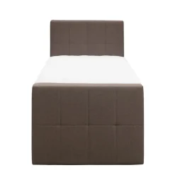 Leen Bakker Boxspring met voetbord Liv geblokt - donkerbruin - 90x200 cm - ronde poot