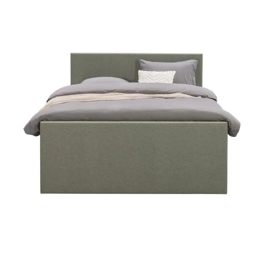 Leen Bakker Boxspring met voetbord Liv egaal - groen - 180x200 cm - ronde poot