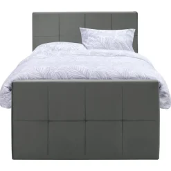 1-Persoons Boxsprings-Leen Bakker Boxspring met voetbord Liv geblokt - grijs - 120x200 cm - ronde poot