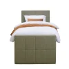 Leen Bakker Boxspring met voetbord Liv geblokt - groen - 90x200 cm - slanke poot