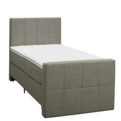 Leen Bakker Boxspring met voetbord Liv geblokt - groen - 90x200 cm - slanke poot