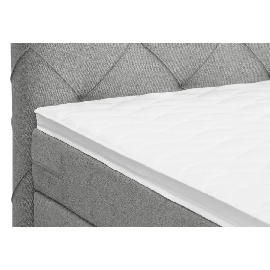 2-Persoons Boxsprings-Leen Bakker Boxspring met voetbord Liv geruit - lichtgrijs - 160x200 cm - ronde poot