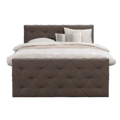 Leen Bakker Boxspring met voetbord Liv geruit - donkerbruin - 180x200 cm - vierkante poot
