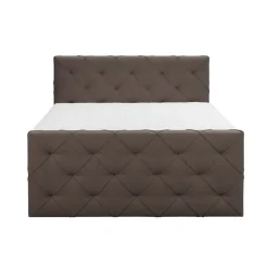 Leen Bakker Boxspring met voetbord Liv geruit - donkerbruin - 180x200 cm - vierkante poot