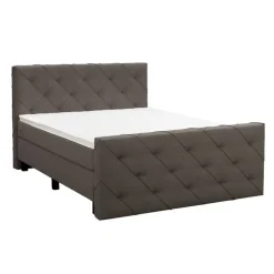 Leen Bakker Boxspring met voetbord Liv geruit - donkerbruin - 180x200 cm - vierkante poot