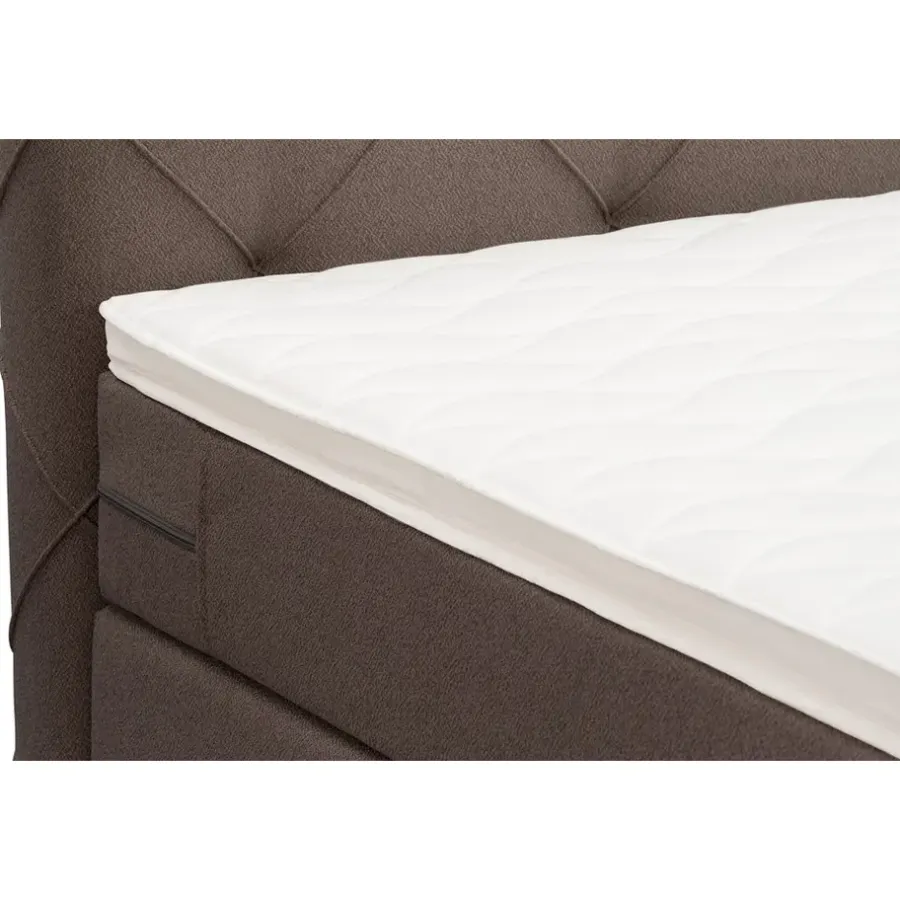 Leen Bakker Boxspring met voetbord Liv geruit - donkerbruin - 180x200 cm - vierkante poot