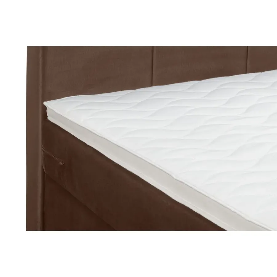 Leen Bakker Boxspring met voetbord Liv geblokt - bruin - 160x200 cm - slanke poot