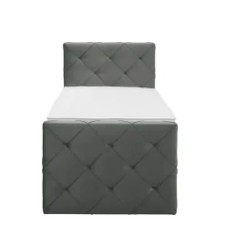 Leen Bakker Boxspring met voetbord Liv geruit - grijs - 90x200 cm - ronde poot
