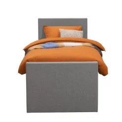 Leen Bakker Boxspring met voetbord Liv egaal - lichtgrijs - 90x200 cm - vierkante poot