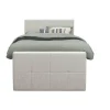 1-Persoons Boxsprings-Leen Bakker Boxspring met voetbord Liv geblokt - ecru - 120x200 cm - ronde poot
