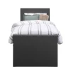 Leen Bakker Boxspring met voetbord Liv egaal - antraciet - 90x200 cm - ronde poot
