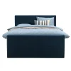 Leen Bakker Boxspring met voetbord Liv geblokt - blauw - 160x200 cm - vierkante poot