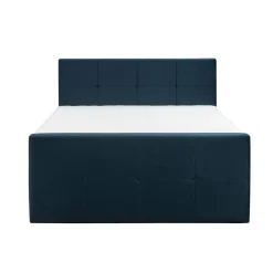 Leen Bakker Boxspring met voetbord Liv geblokt - blauw - 160x200 cm - vierkante poot