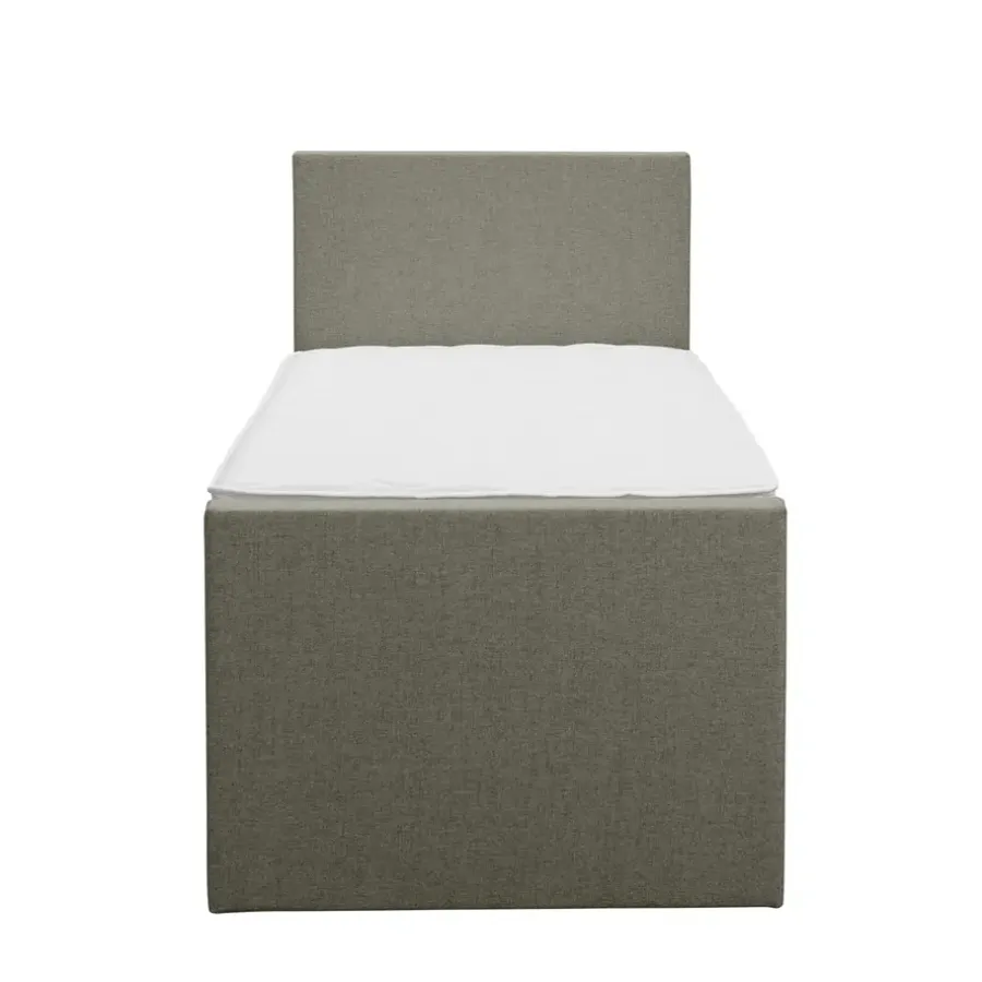 1-Persoons Boxsprings-Leen Bakker Boxspring met voetbord Liv egaal - groen - 90x200 cm - vierkante poot