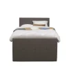 Leen Bakker Boxspring met voetbord Liv geblokt - donkerbruin - 120x200 cm - ronde poot