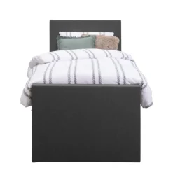 Leen Bakker Boxspring met voetbord Liv egaal - antraciet - 90x200 cm - vierkante poot
