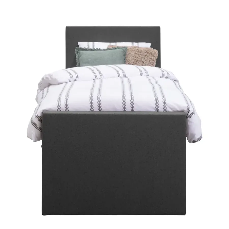 Leen Bakker Boxspring met voetbord Liv egaal - antraciet - 90x200 cm - vierkante poot
