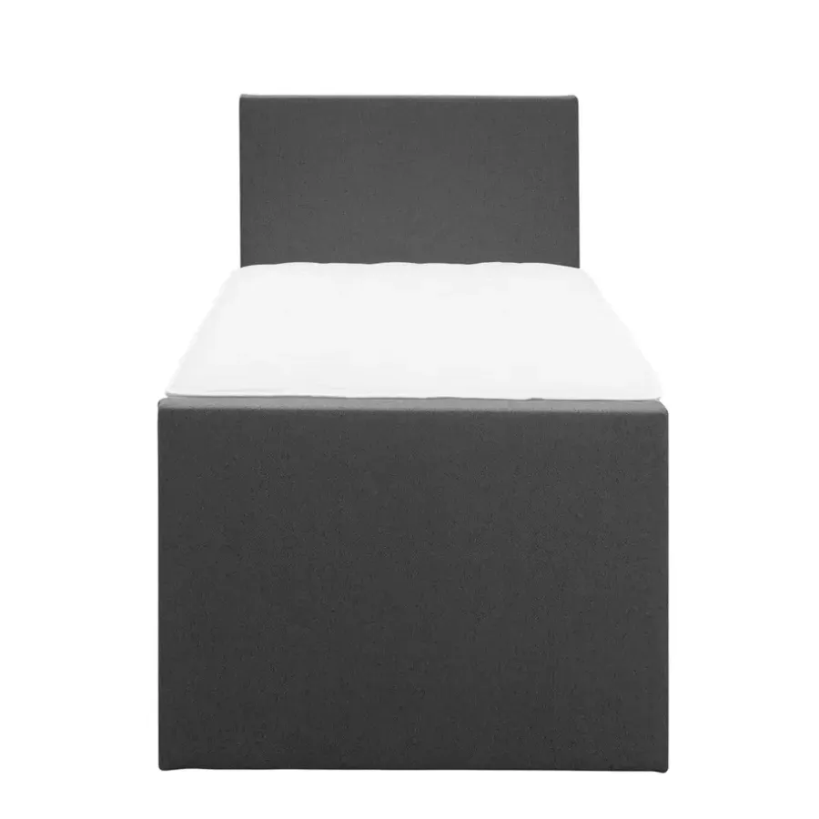 Leen Bakker Boxspring met voetbord Liv egaal - antraciet - 90x200 cm - vierkante poot