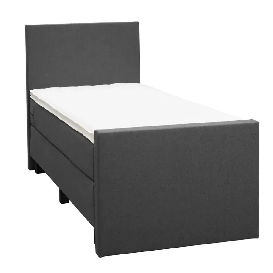 Leen Bakker Boxspring met voetbord Liv egaal - antraciet - 90x200 cm - vierkante poot