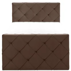 1-Persoons Boxsprings-Leen Bakker Boxspring met voetbord Liv geruit - bruin - 120x200 cm - slanke poot