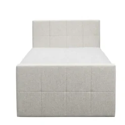 Leen Bakker Boxspring met voetbord Liv geblokt - ecru - 120x200 cm - slanke poot