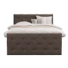 Leen Bakker Boxspring met voetbord Liv geruit - donkerbruin - 180x200 cm - ronde poot