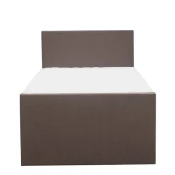 1-Persoons Boxsprings-Leen Bakker Boxspring met voetbord Liv egaal - donkerbruin - 120x200 cm - slanke poot