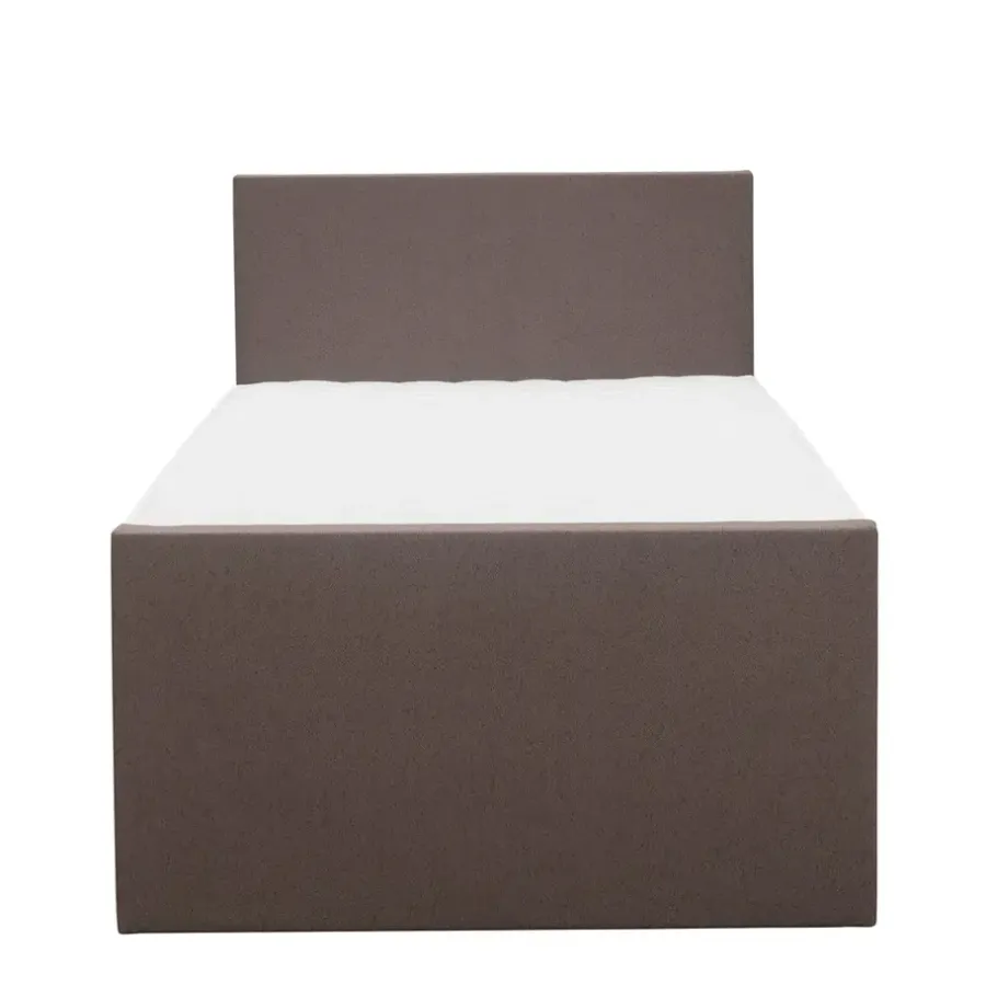 1-Persoons Boxsprings-Leen Bakker Boxspring met voetbord Liv egaal - donkerbruin - 120x200 cm - slanke poot