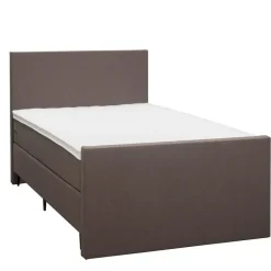 1-Persoons Boxsprings-Leen Bakker Boxspring met voetbord Liv egaal - donkerbruin - 120x200 cm - slanke poot