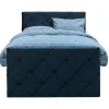 Leen Bakker Boxspring met voetbord Liv geruit - blauw - 120x200 cm - vierkante poot