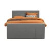 Leen Bakker Boxspring met voetbord Liv geblokt - lichtgrijs - 180x200 cm - slanke poot