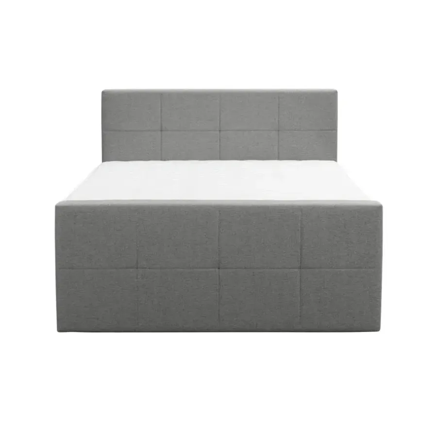 Leen Bakker Boxspring met voetbord Liv geblokt - lichtgrijs - 180x200 cm - slanke poot