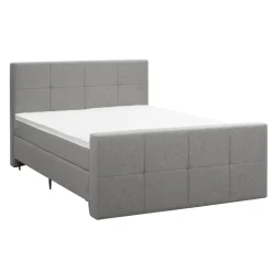 Leen Bakker Boxspring met voetbord Liv geblokt - lichtgrijs - 180x200 cm - slanke poot