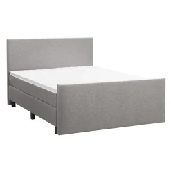 2-Persoons Boxsprings-Leen Bakker Boxspring met voetbord Liv egaal - lichtgrijs - 160x200 cm - vierkante poot
