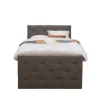 1-Persoons Boxsprings-Leen Bakker Boxspring met voetbord Liv geruit - donkerbruin - 120x200 cm - ronde poot