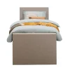 Leen Bakker Boxspring met voetbord Liv egaal - beige - 90x200 cm - ronde poot