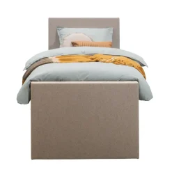 Leen Bakker Boxspring met voetbord Liv egaal - beige - 90x200 cm - ronde poot