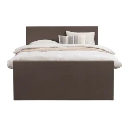 Leen Bakker Boxspring met voetbord Liv egaal - donkerbruin - 160x200 cm - ronde poot