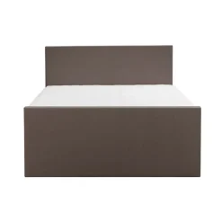 Leen Bakker Boxspring met voetbord Liv egaal - donkerbruin - 160x200 cm - ronde poot