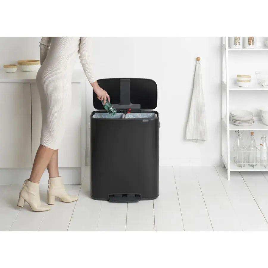 Prullenbakken-Brabantia Bo Hi Pedaalemmer 2 x 30 liter Matt Black