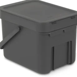 Prullenbakken-Brabantia Sort & Go Afvalemmer - 6L - Grijs