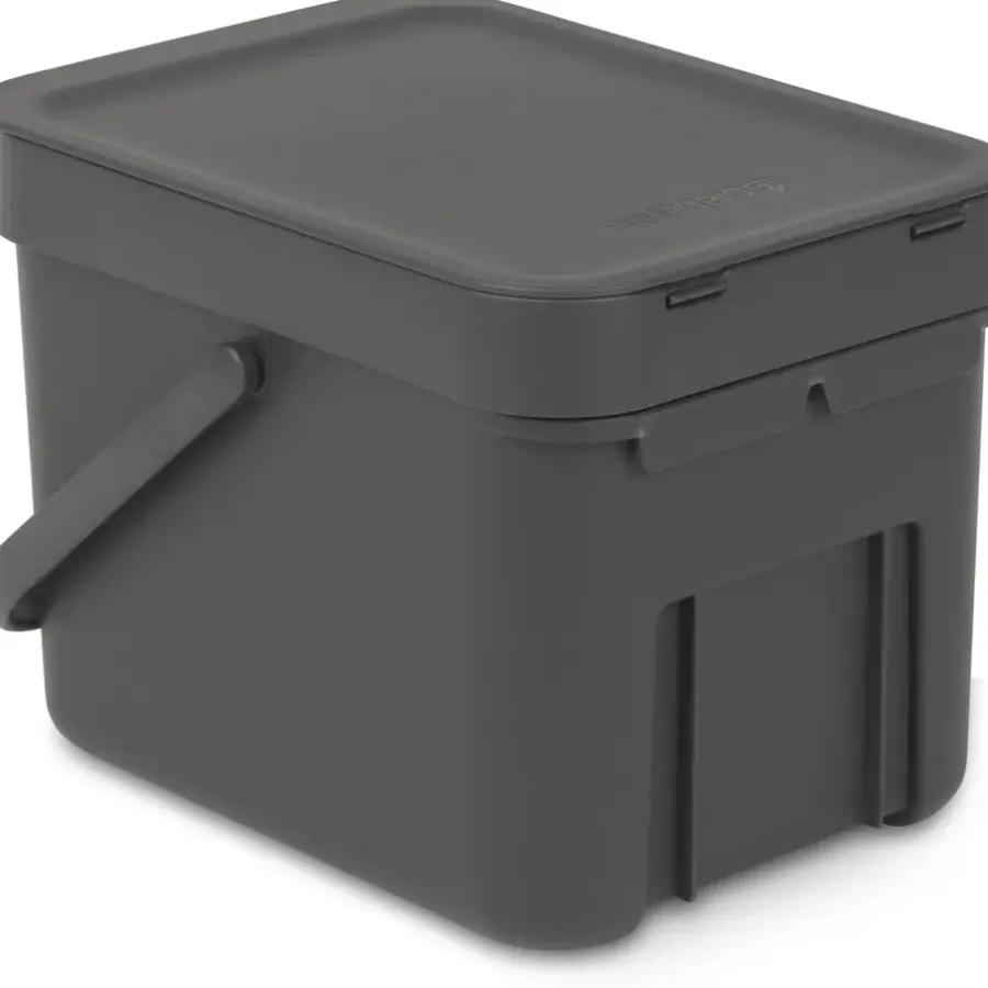 Prullenbakken-Brabantia Sort & Go Afvalemmer - 6L - Grijs